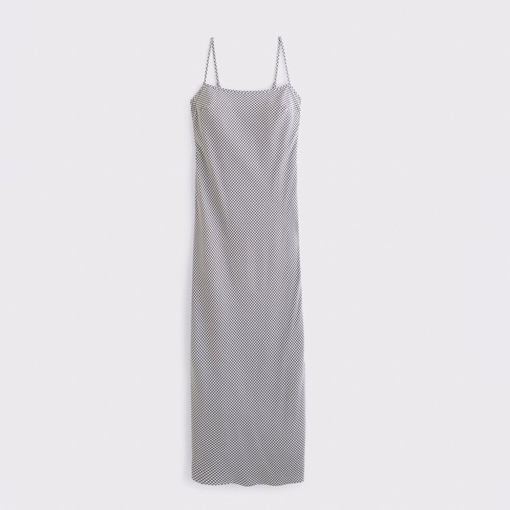 Abercrombie Slip Maxi Dress Black Gingham Size Small NEW NWT